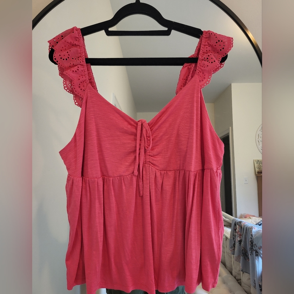 NWT Pink Torrid Sweetheart Ruffle Tie Tank Top